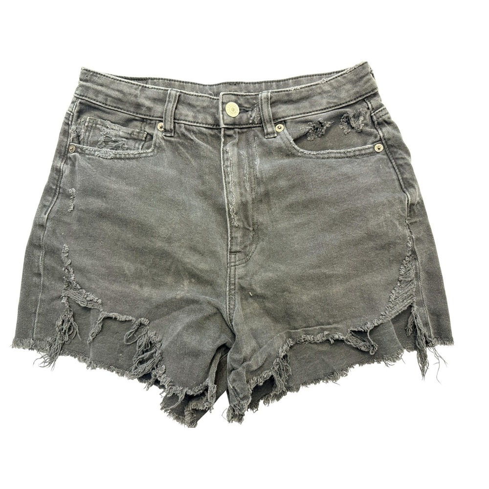 American Eagle Outfitters Shorts Womens 6 Black Distressed‎ Denim Cutoff Fringe